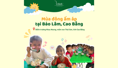 Mùa đông ấm áp của các em học sinh điểm trường Khau Noong, trường mầm non Thái Sơn, huyện Bảo Lâm, tỉnh Cao Bằng.